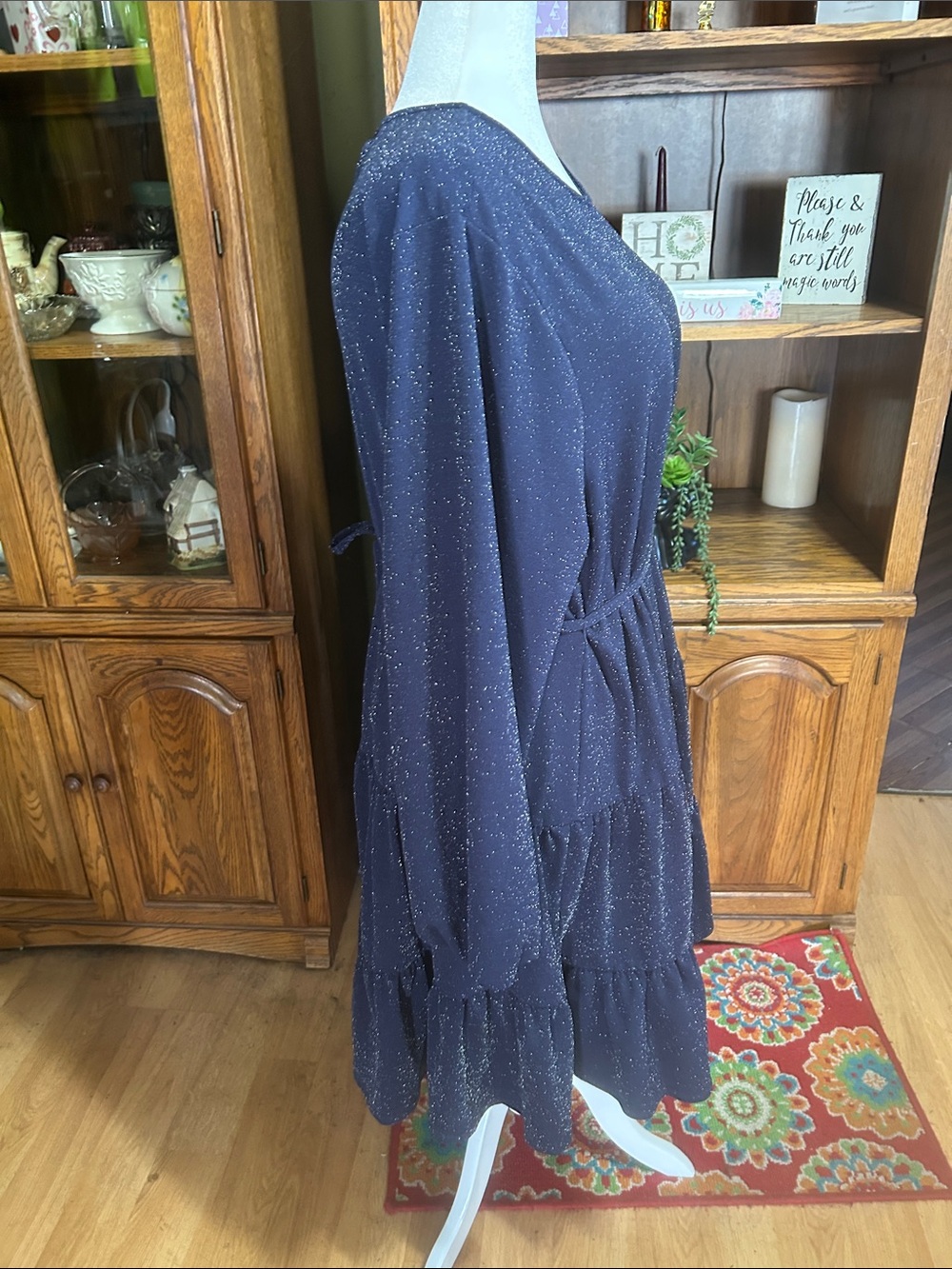 Maurice’s Sparkle Blue Tiered Long-Sleeve Dress Size 3X - Picture 4 of 11